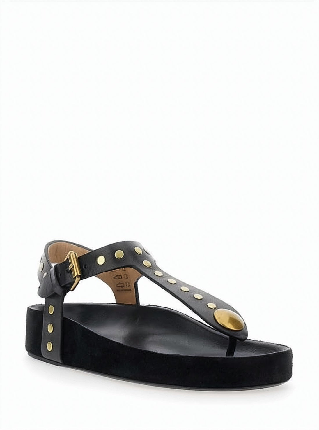 T-Strap Black Leather Sandal