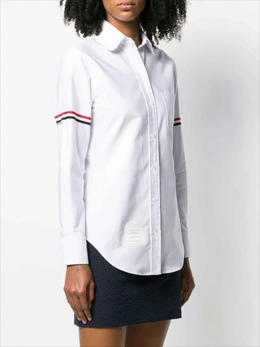 Classic Button-Down Shirt with Striped Arm Bands