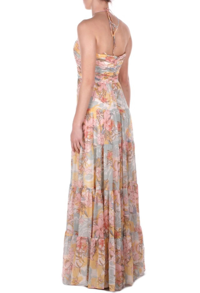 Fitted Flared Bustier Ruffled Dress