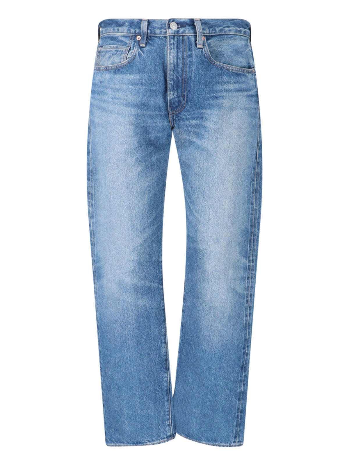 Blue Anchor Mid-Rise Straight-Leg Jeans