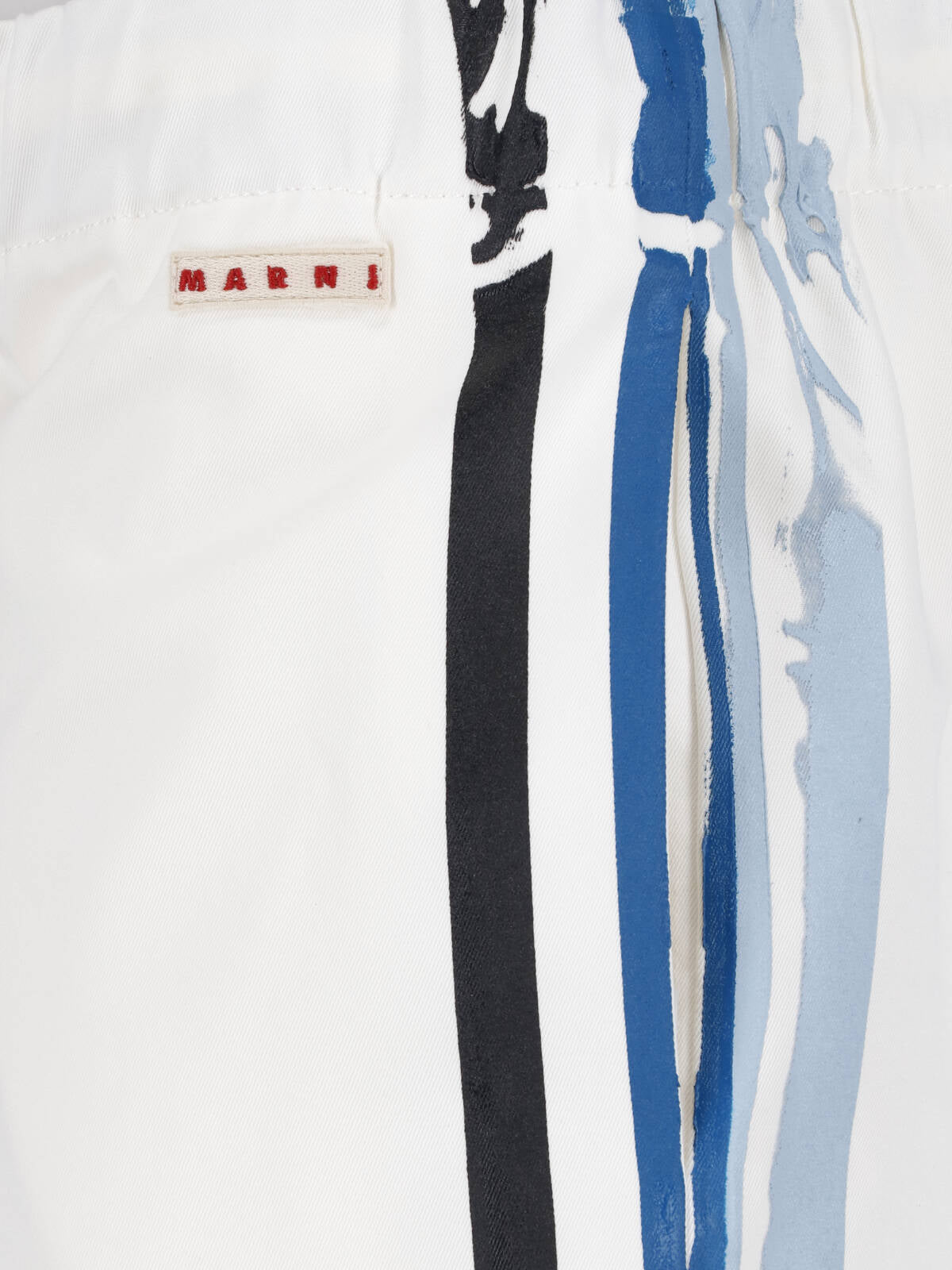White Brushstroke Stripe Poplin Pants