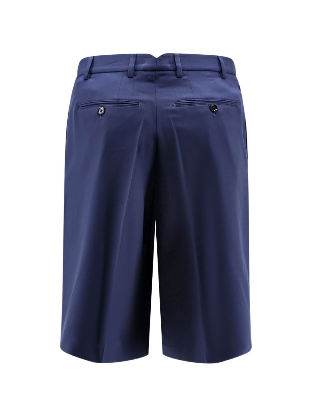 Tailored Navy Shorts With Front Pleats