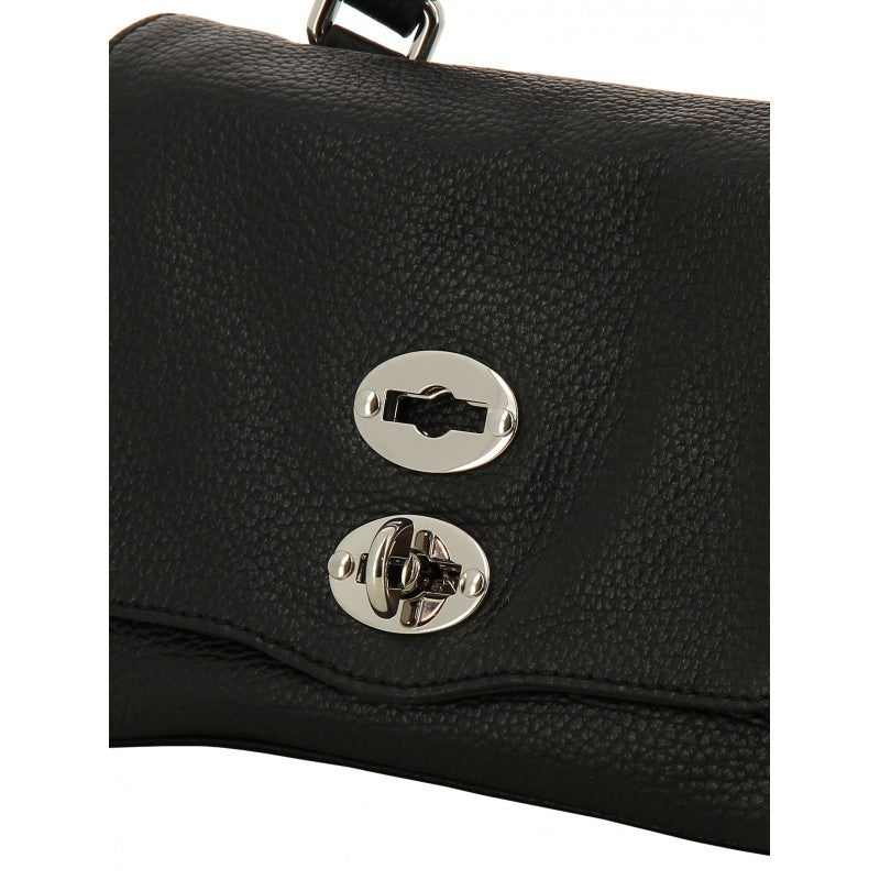 Textured Leather Shoulder Bag With Turn-Lock Closure And Edgy Detailing