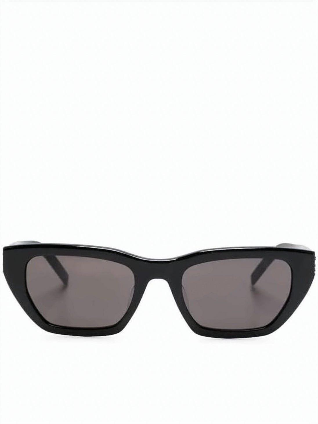 Black Narrow Rectangular Glossy Acetate Sunglasses