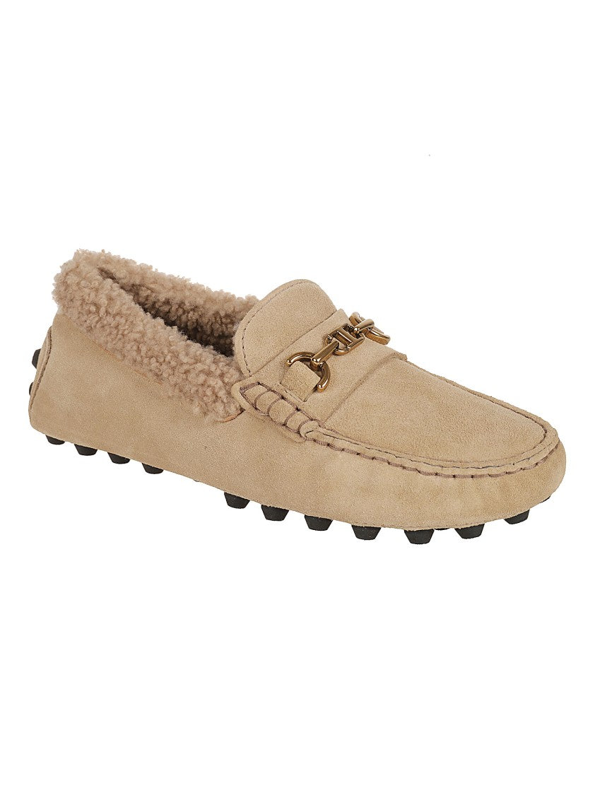 Moccasin-Style Suede Flat Shoes