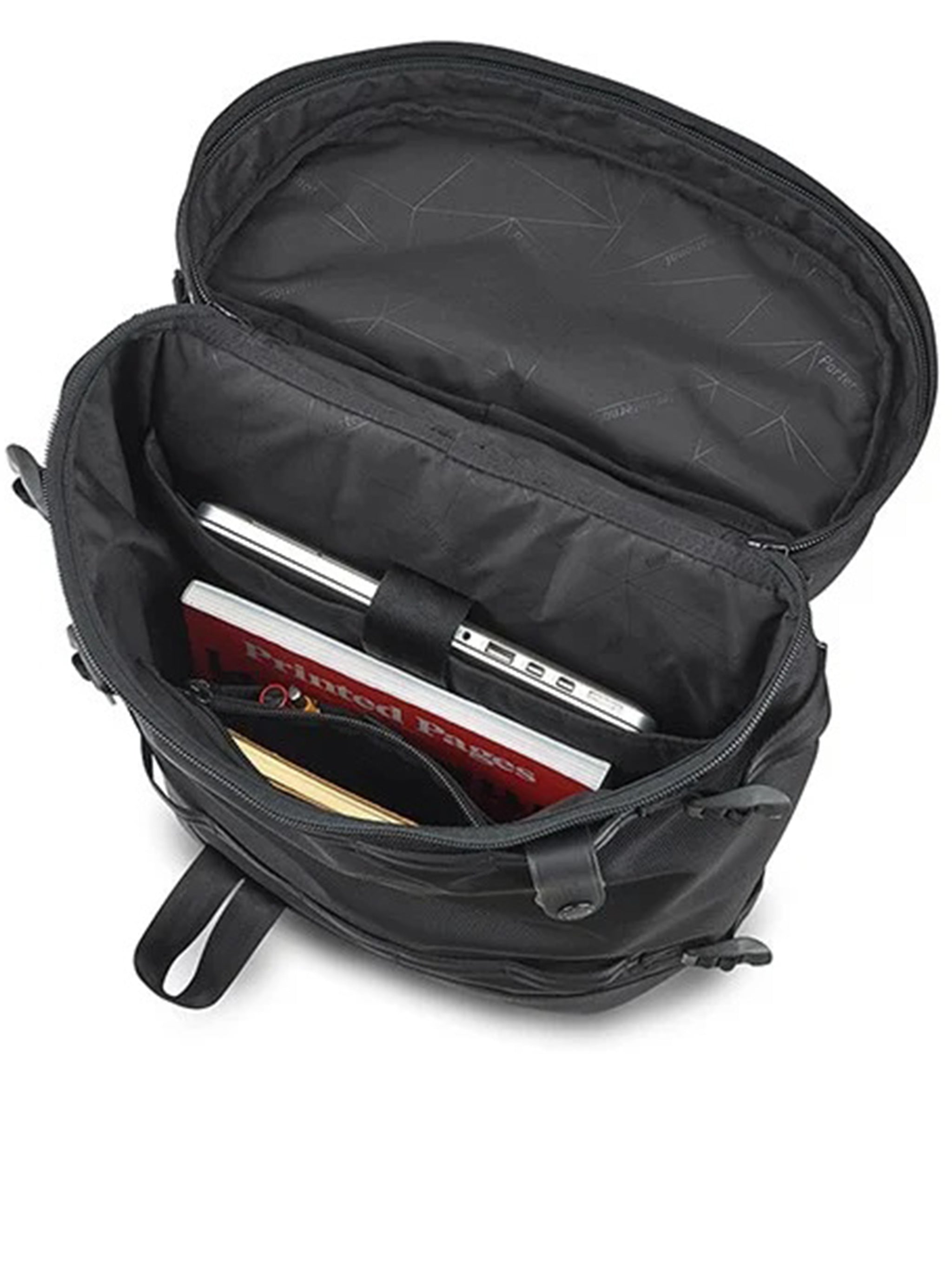 Black Backpack Rectangular Structured Nylon Backpack