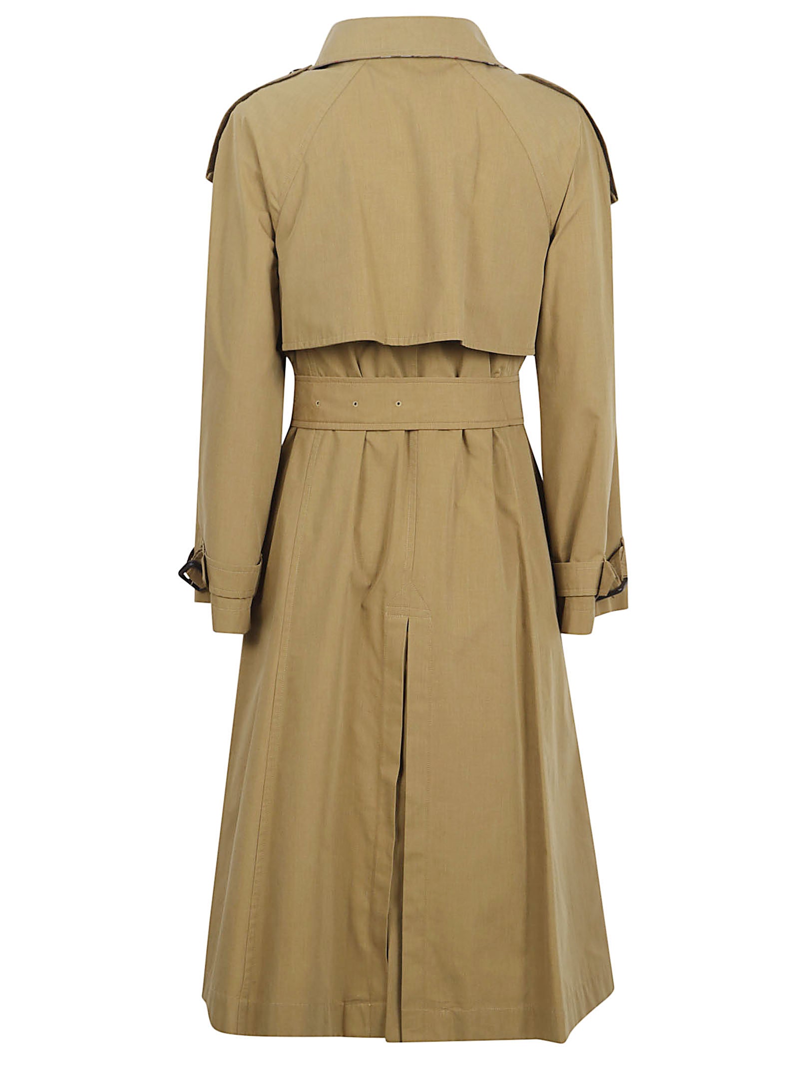 Long Brown Trench Coat with Removable Belt and Signature Check Lining