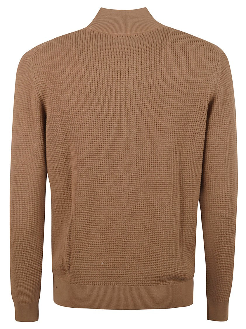 Textured Knit Sweater With Button-Up Front