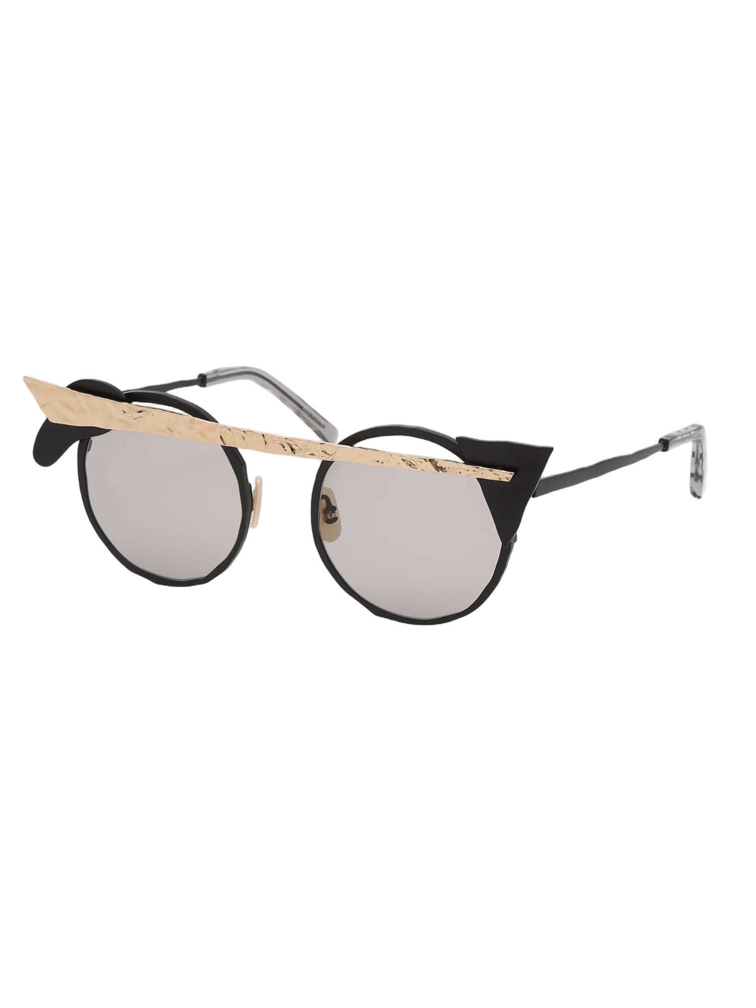 Round-Tinted Titanium Sunglasses with Gold Accents