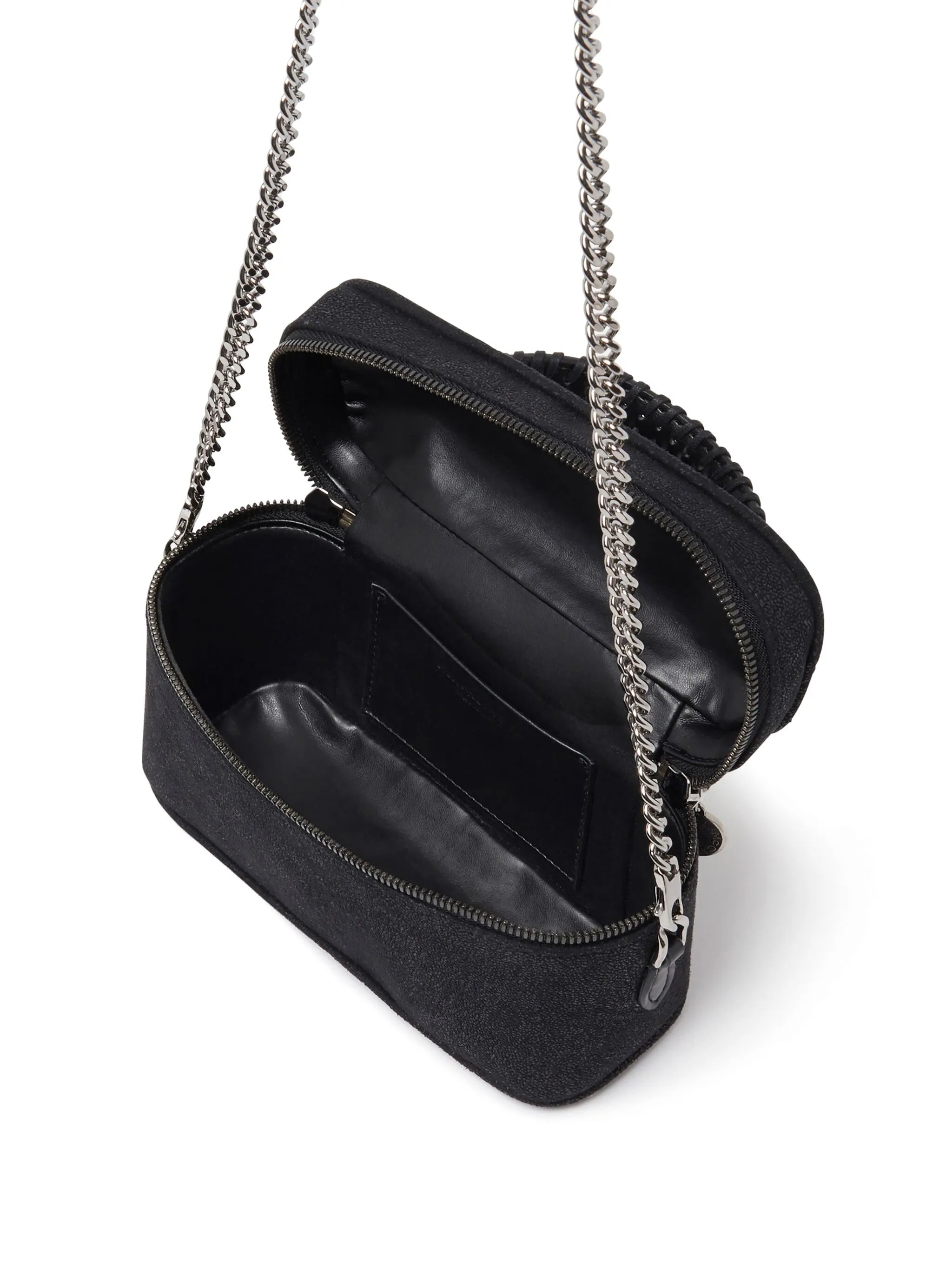 Textured Black Vanity Case With Braided Handle