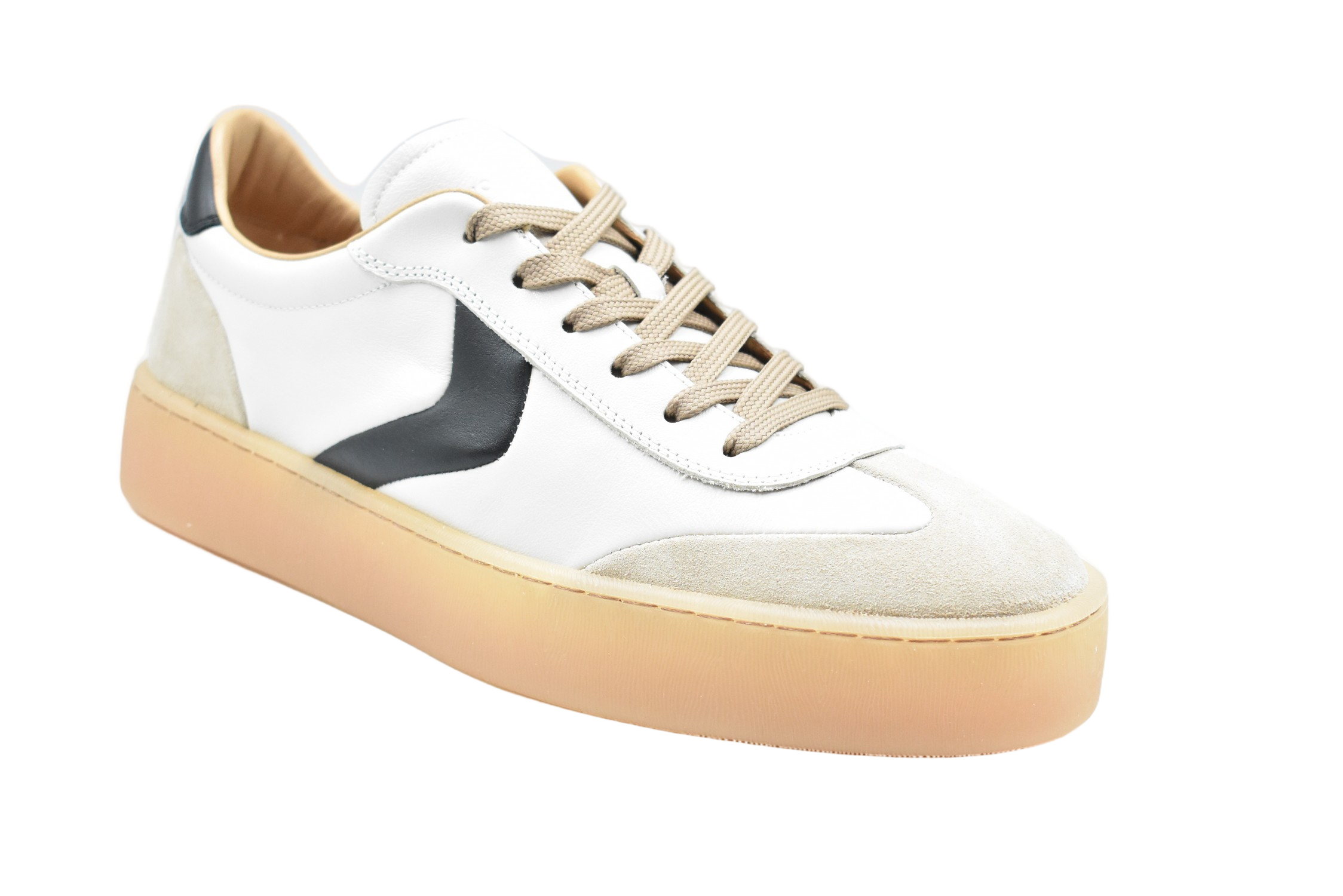 Milk-Beige Suede And Leather Sneakers