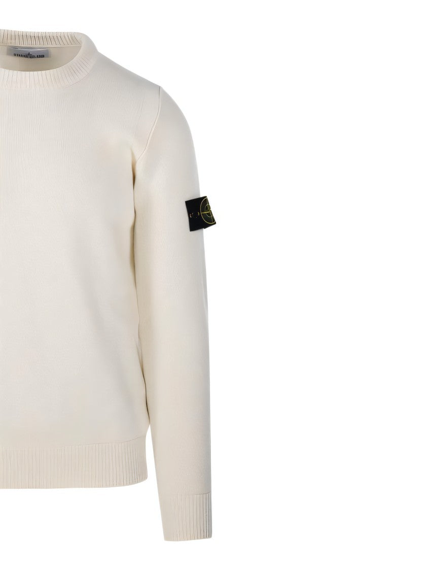 Classic Crew Neck Knit Sweater with Logo Patch