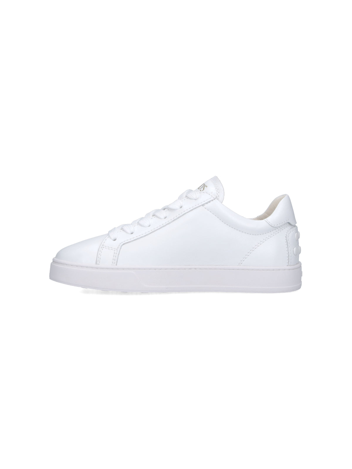 White Minimalist Studded Heel Leather Sneakers