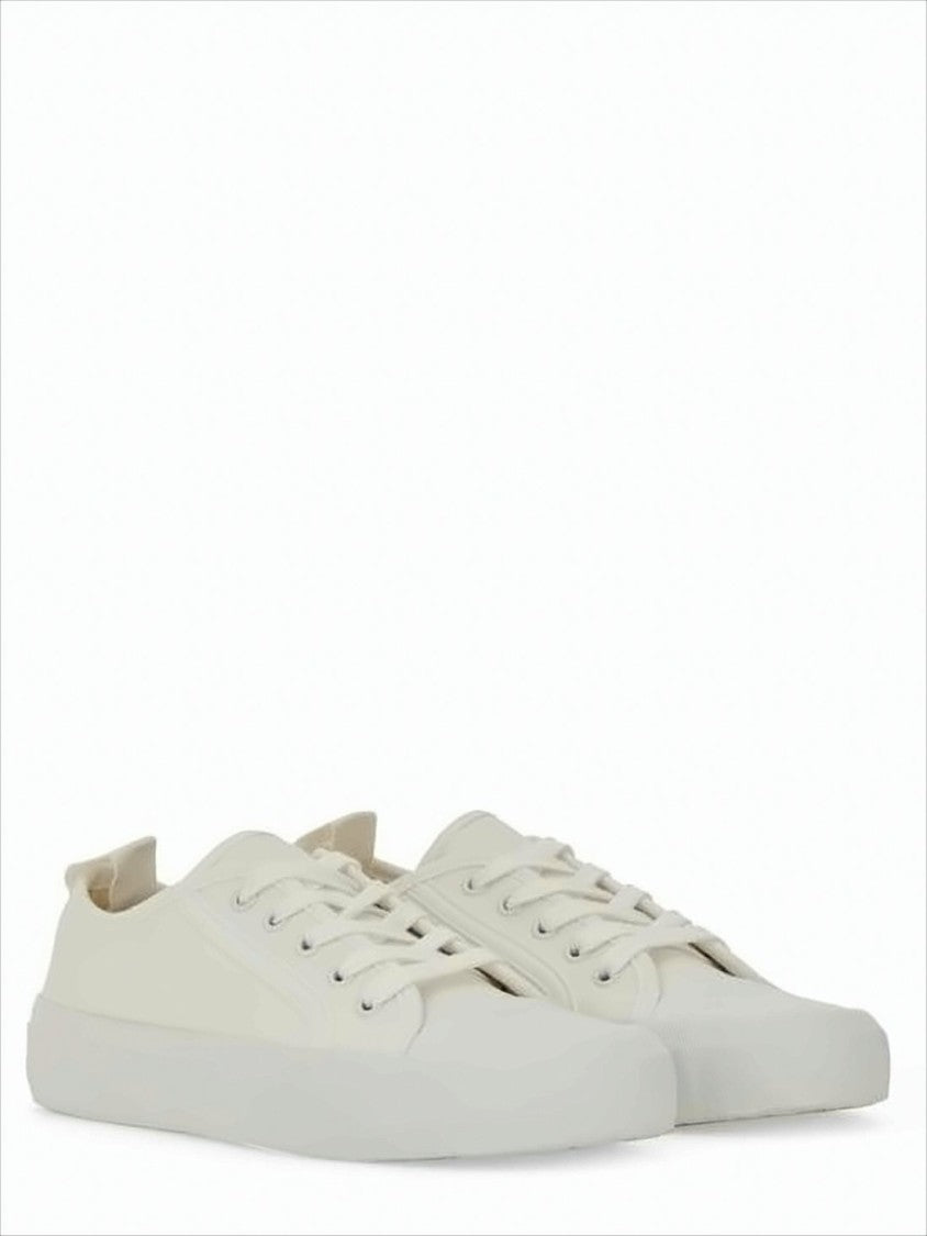 White Cotton Low-Top Sneakers