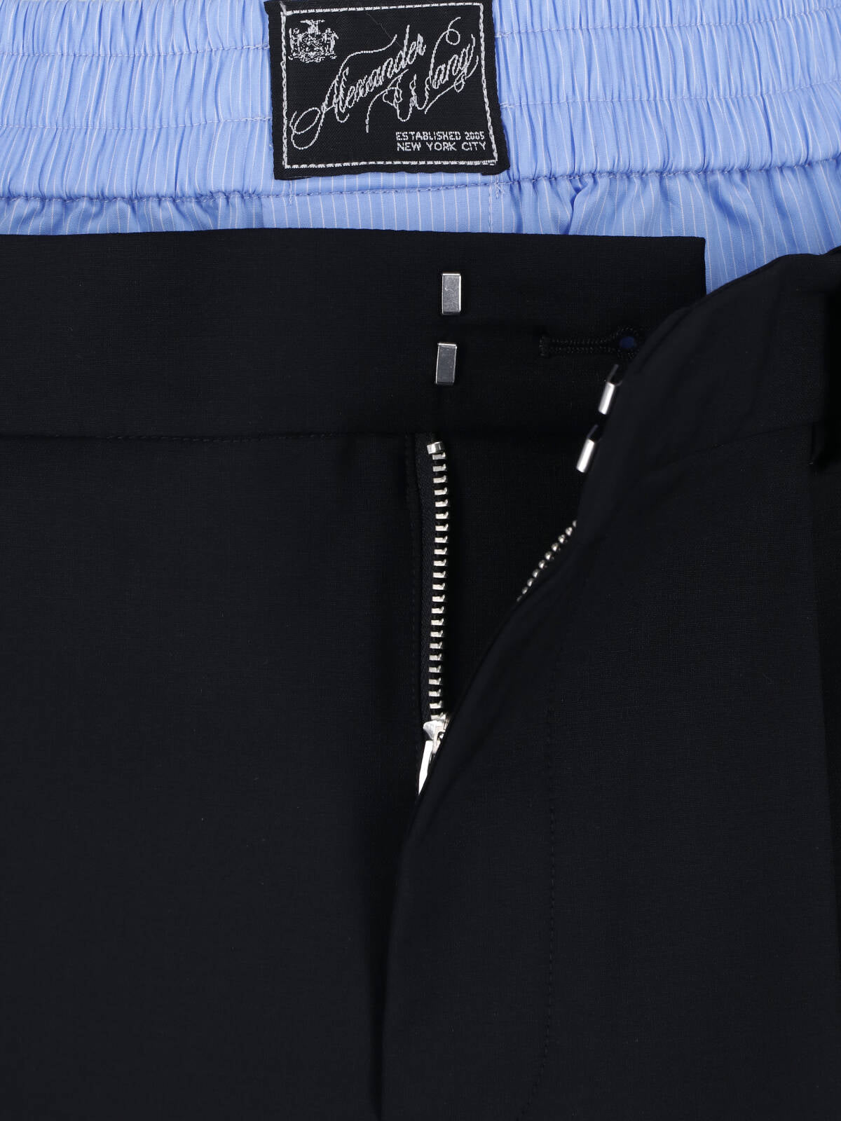 Light Blue Pleated Front Zipper Shorts