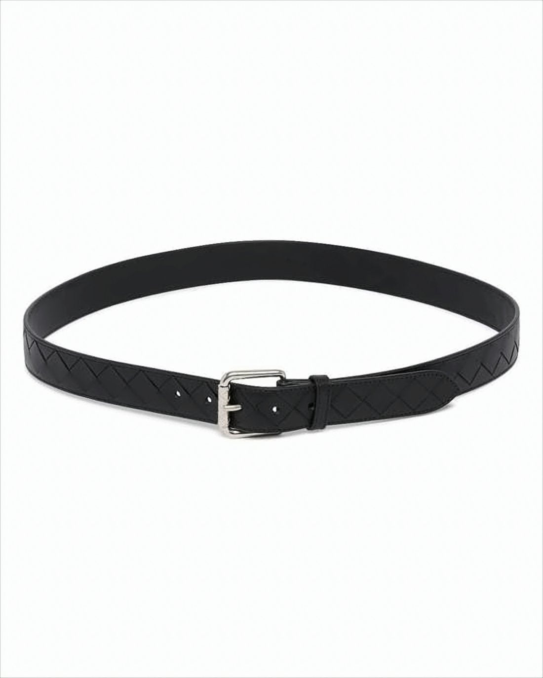 Refined Leather Belt with Woven Pattern