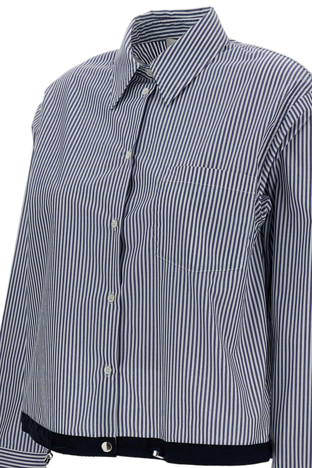 Cropped Shirt with Vertical Blue