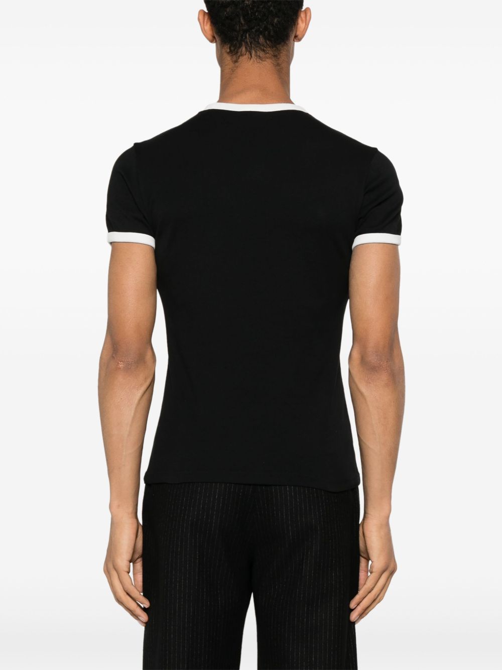 Fitted Black T-Shirt With Contrasting White Trim