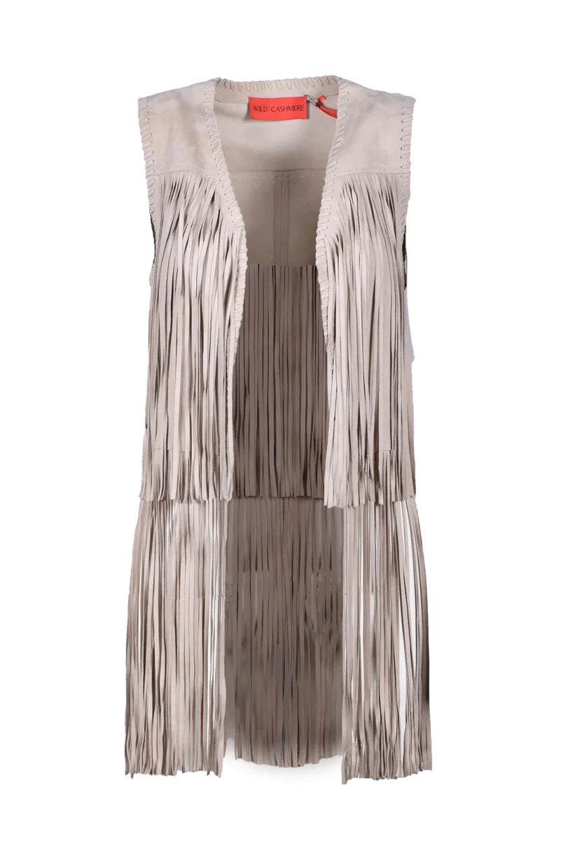 Leather Vest - Beige
