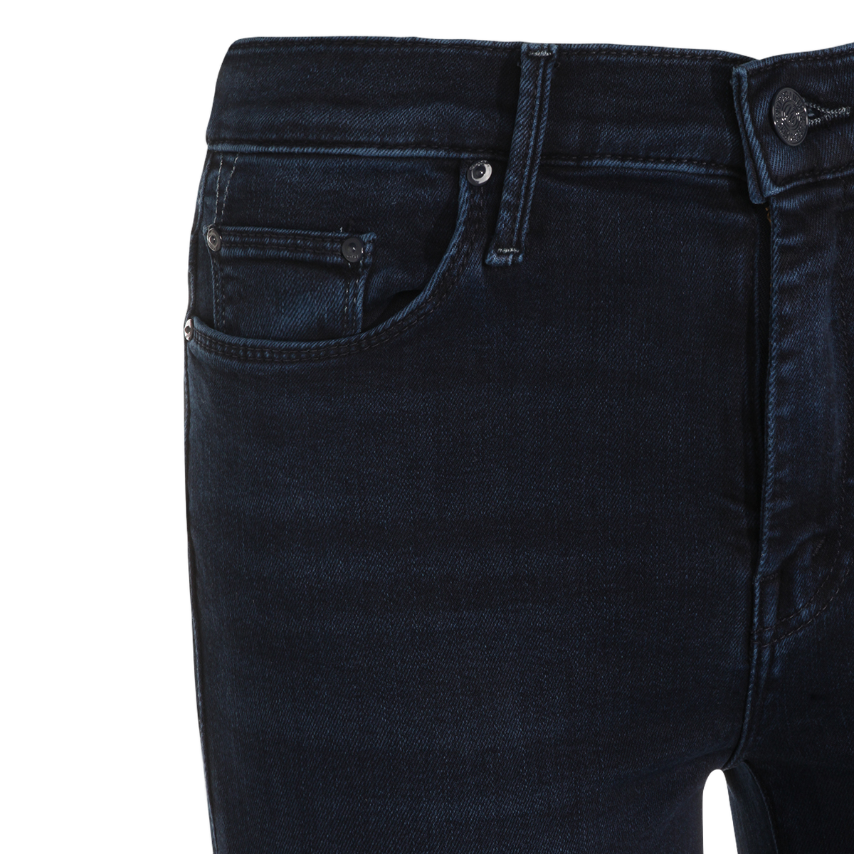 High-Waisted Indigo Flared Jeans with Raw Hem