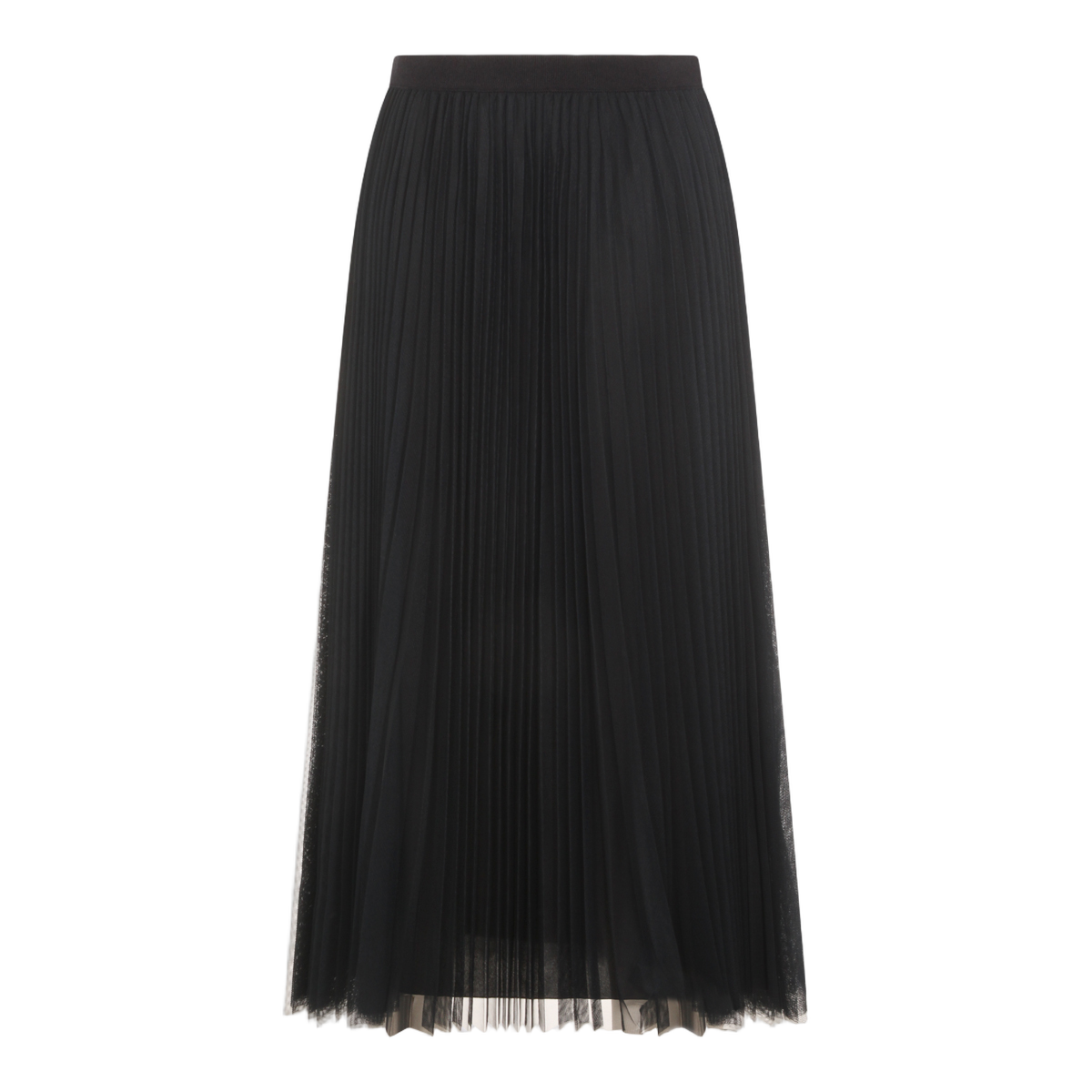 Pleated Midi Skirt with Sheer Overlay