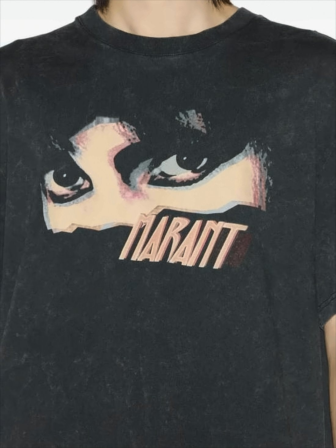 Washed Black Graphic Print Short-Sleeve T-Shirt