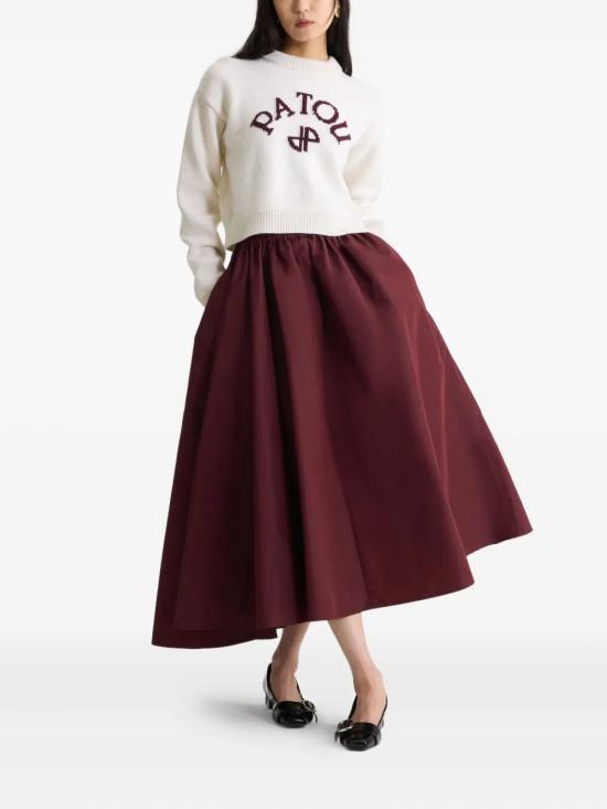 Cropped Knit Sweater with Ribbed Detailing