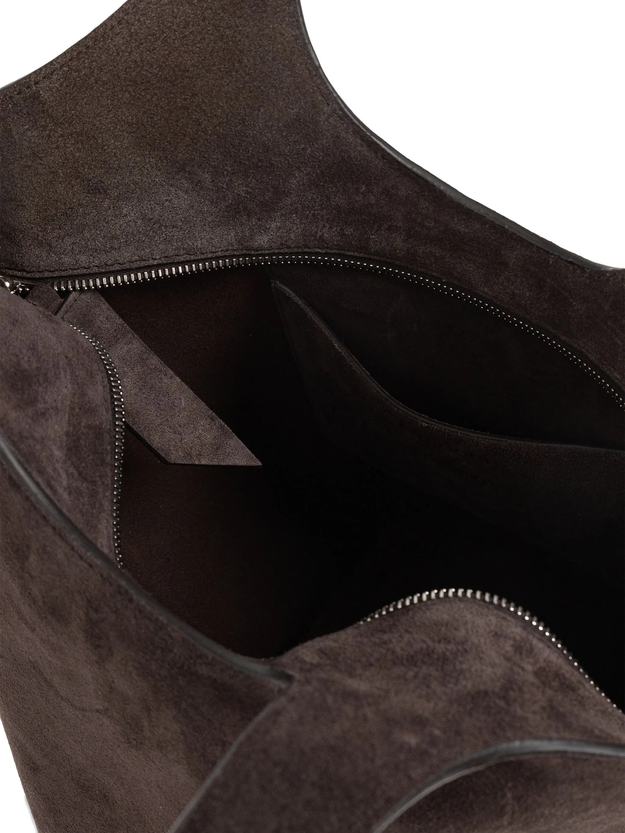 Brown La Scoop Medium Suede Shoulder Bag