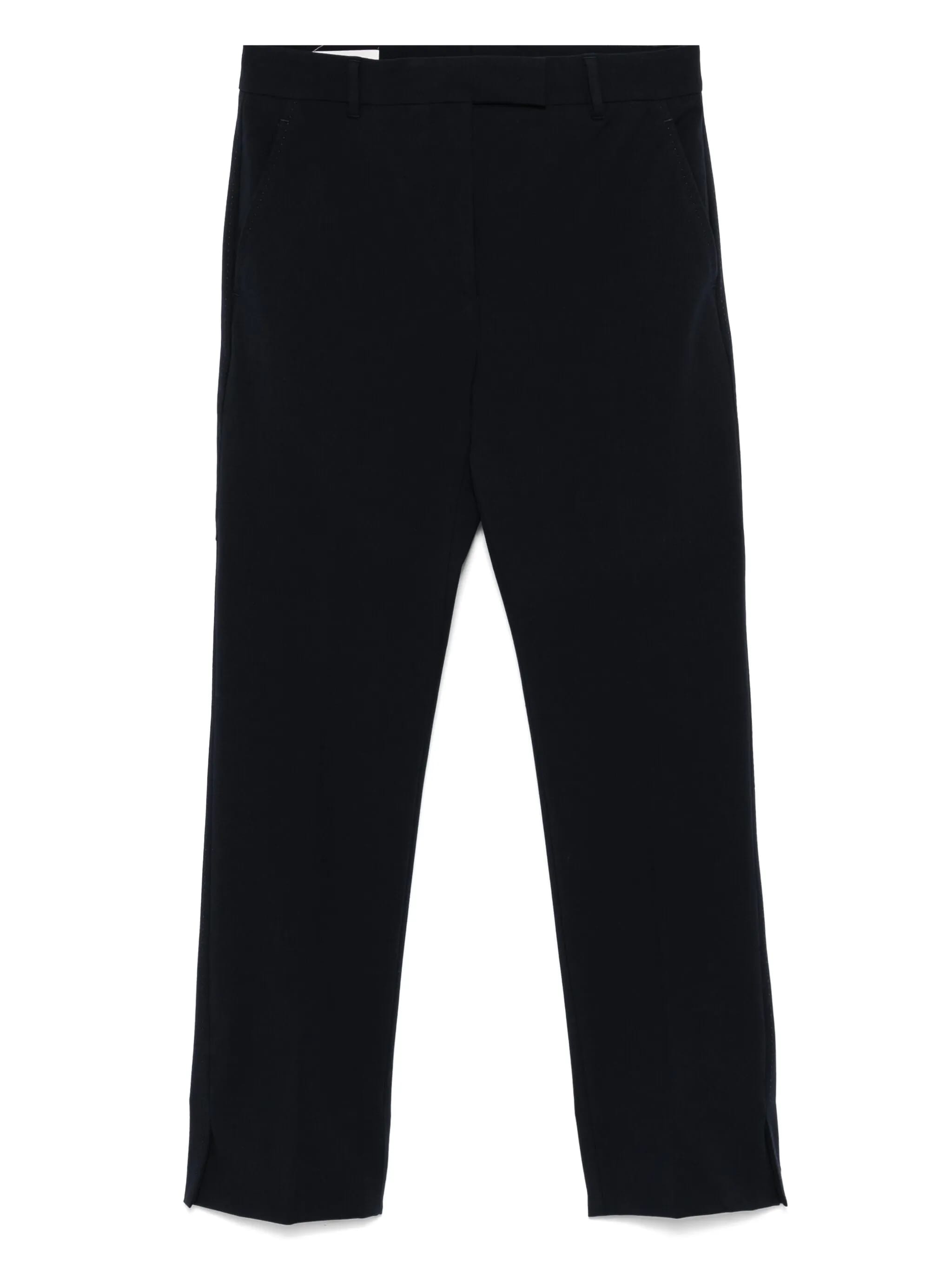 Black Cropped Cotton Blend Pants