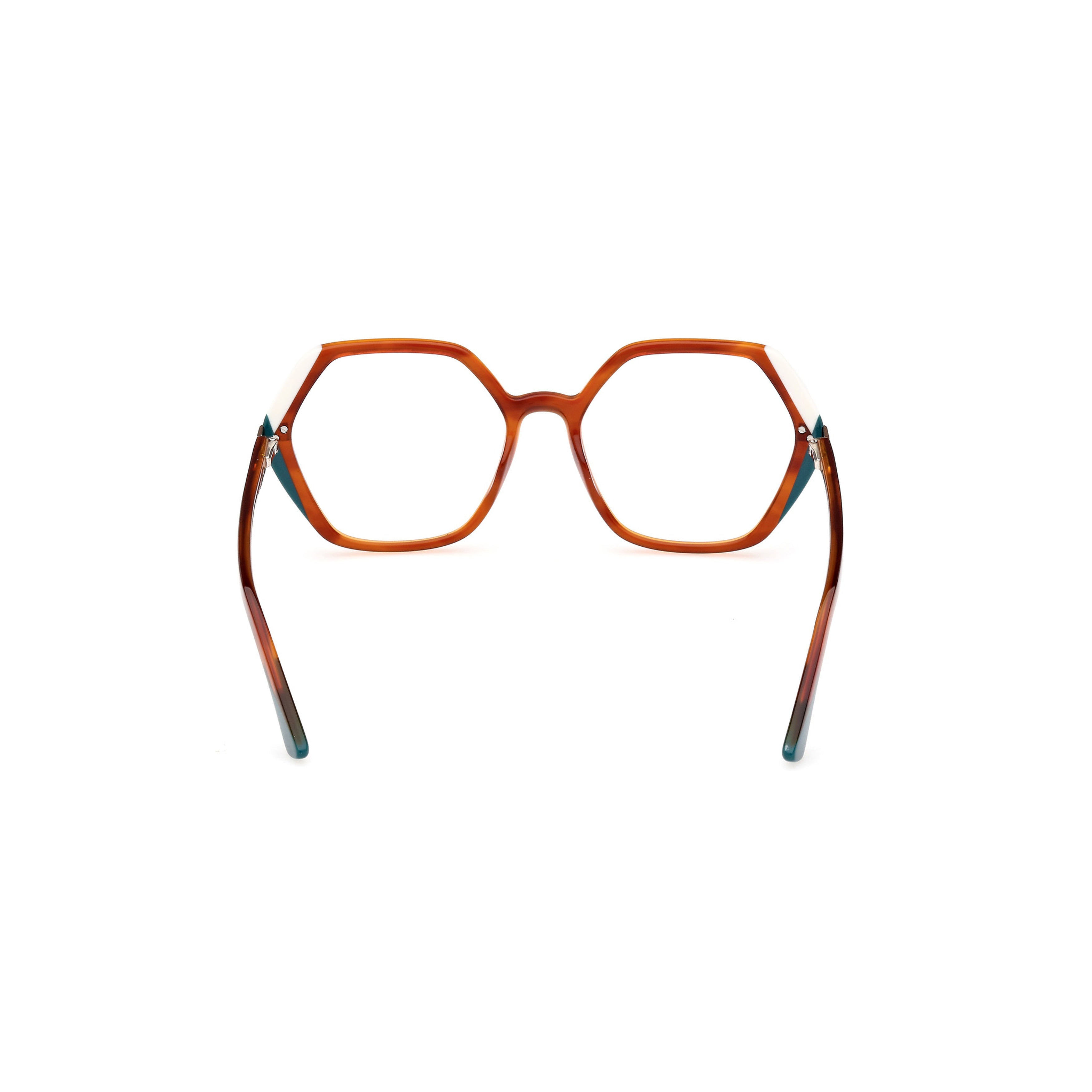 Gm0389 55056 Geometric Hexagonal Eyeglasses with Teal Accents