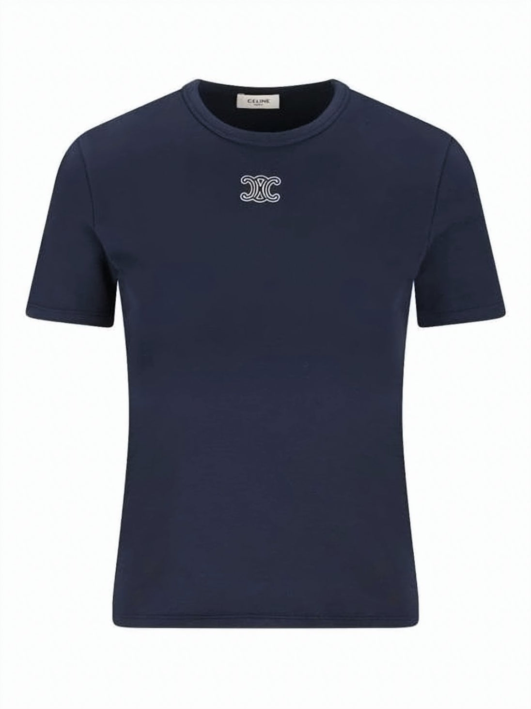 Fitted Short-Sleeve Top with Embroidered Logo Detail