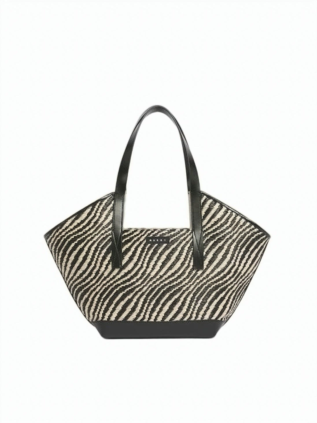 Trapezoidal Shoulder Bag with Zebra-Like Pattern