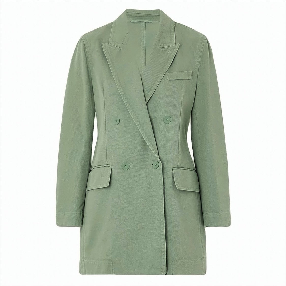 Double-Breasted Tailored Coat with Notched Lapel