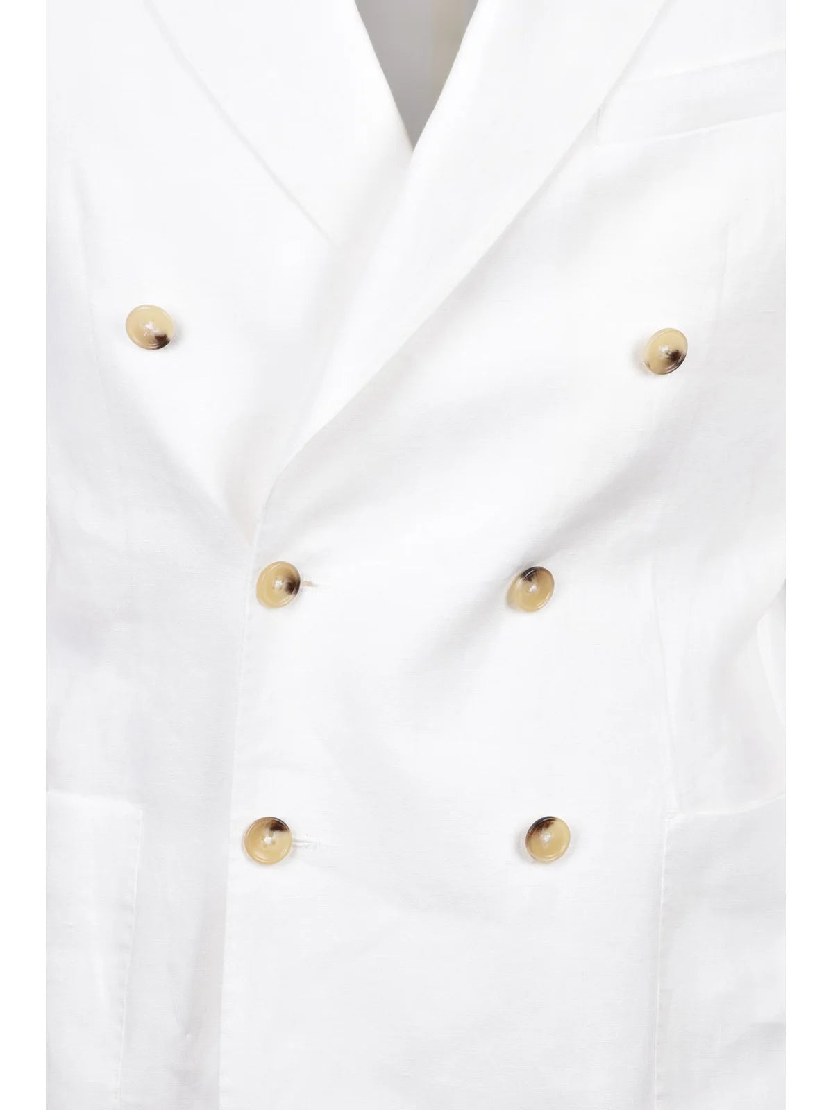 Double-Breasted Linen Blazer Jacket - White