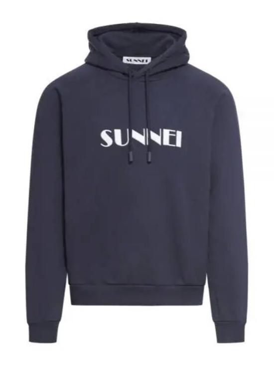 Classic Blue Hooded Sweatshirt With Signature Logo
