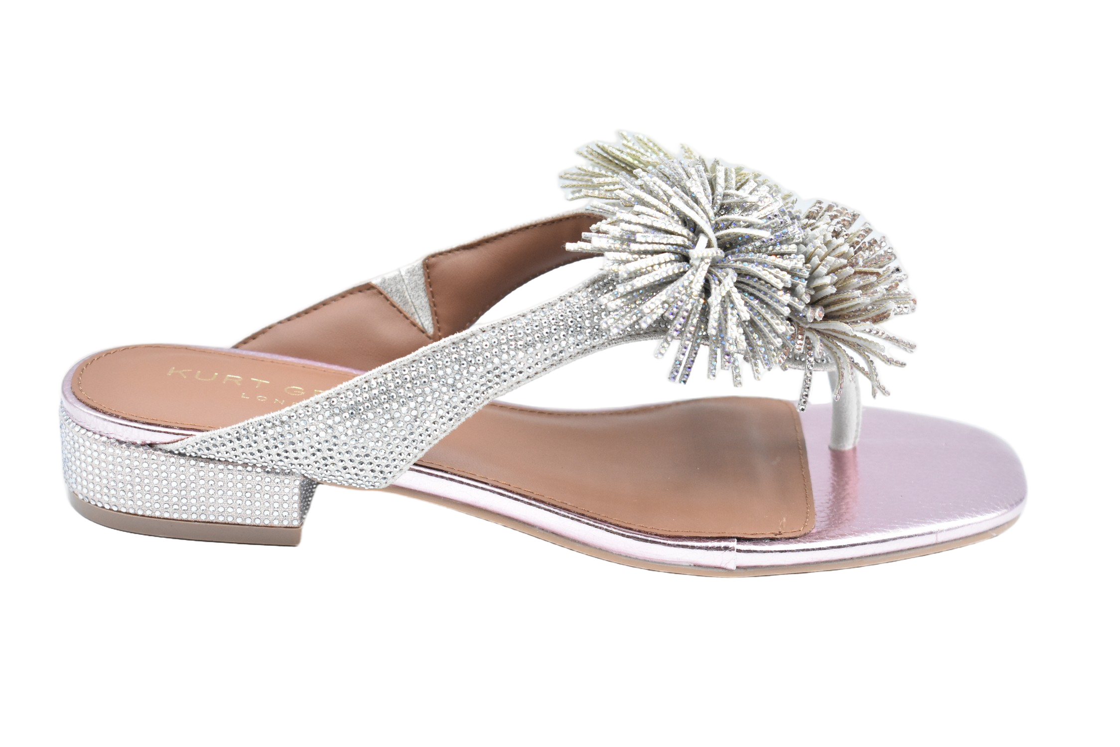 Metallic Low Shoes With Floral Embellishments