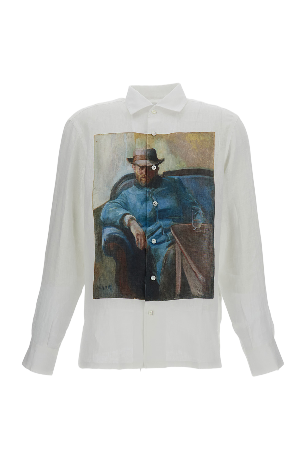 White Long-Sleeved Linen Shirt
