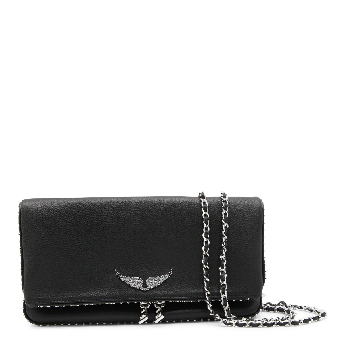 Black Rock Grained Leather Shoulder Bag