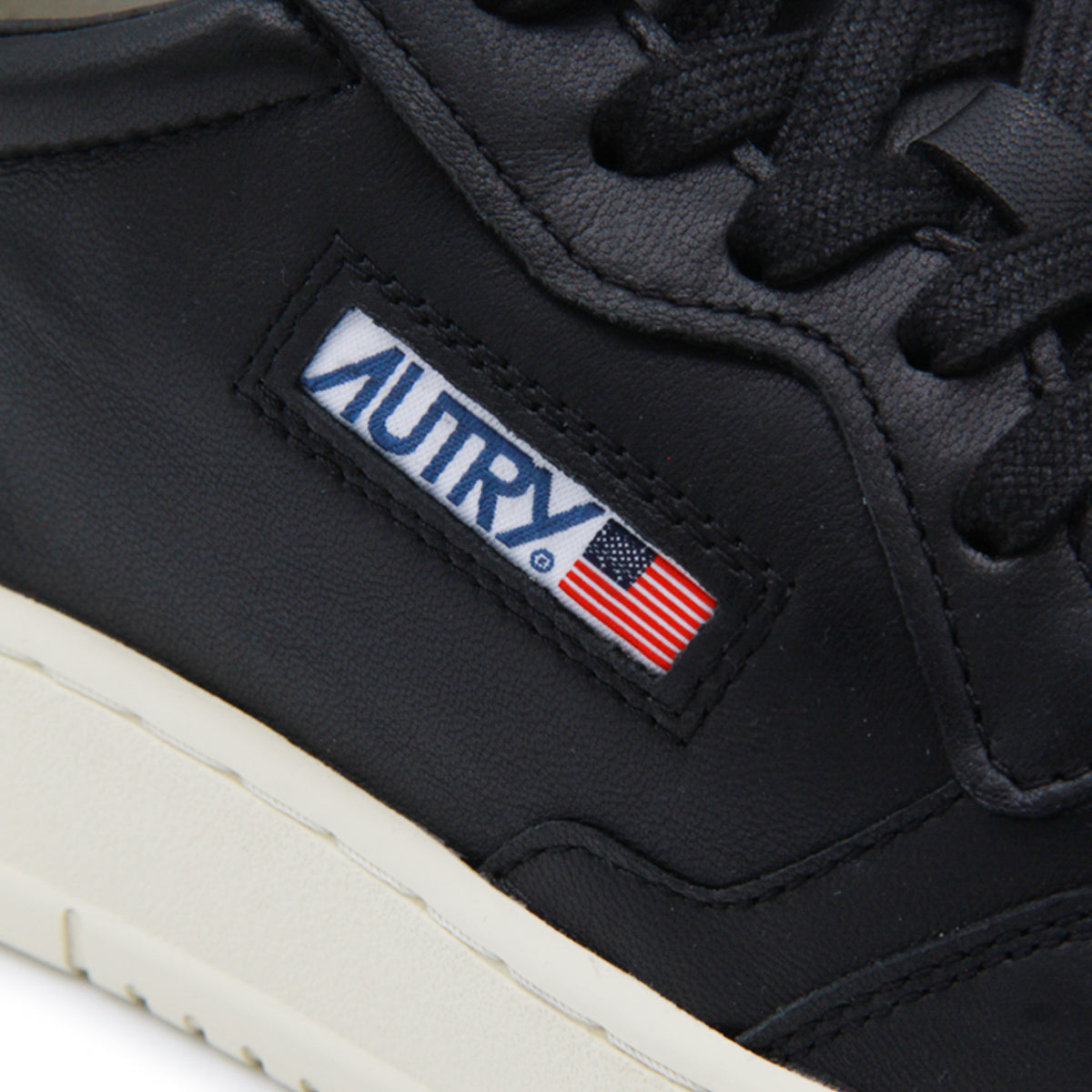 Medalist Black Leather Sneakers with Suede Accents