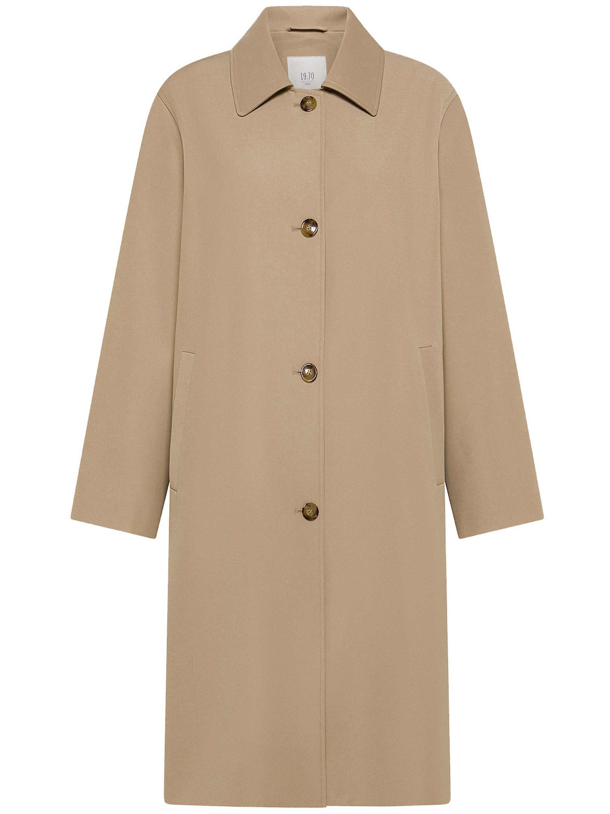 Beige Trench Straight Silhouette Cotton Trench