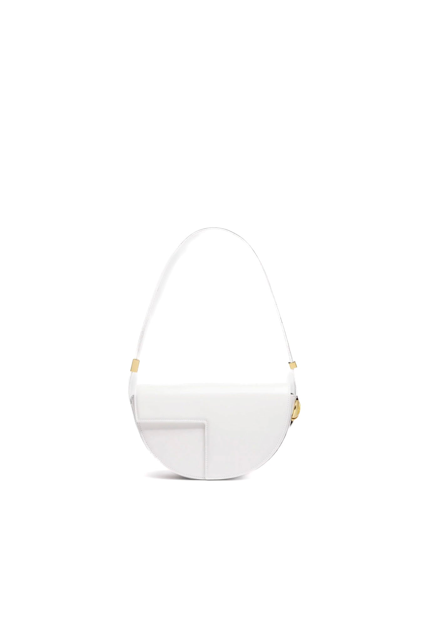 Glossy Leather Half-Circle Handbag