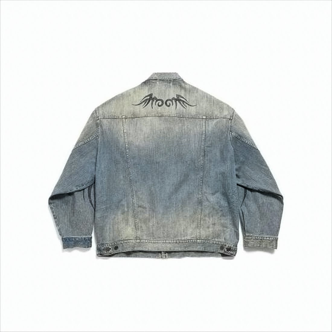 Vintage Wash Denim Jacket with Classic Collar