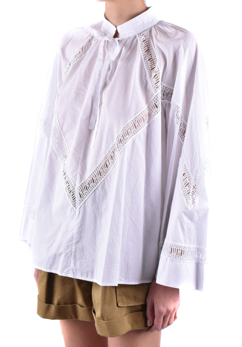 White Cotton Long-Sleeved Top