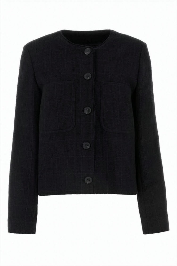 Cropped Textured Jacket with Boxy Silhouette