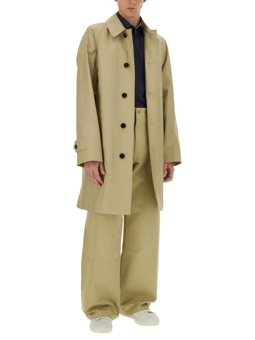 Cotton Trench Coat With Oversized Sleeves And