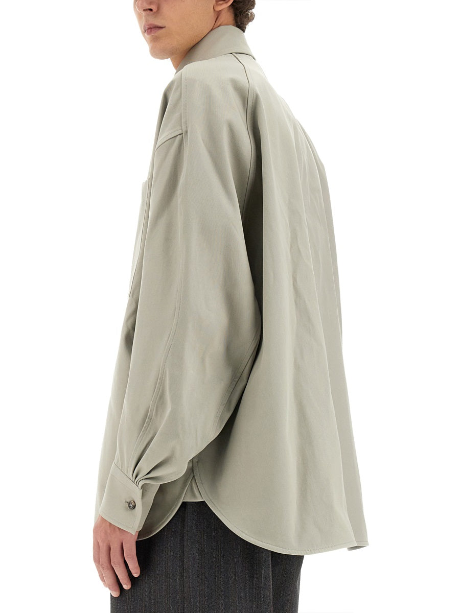 Cotton Twill Overshirt with Structured Collar