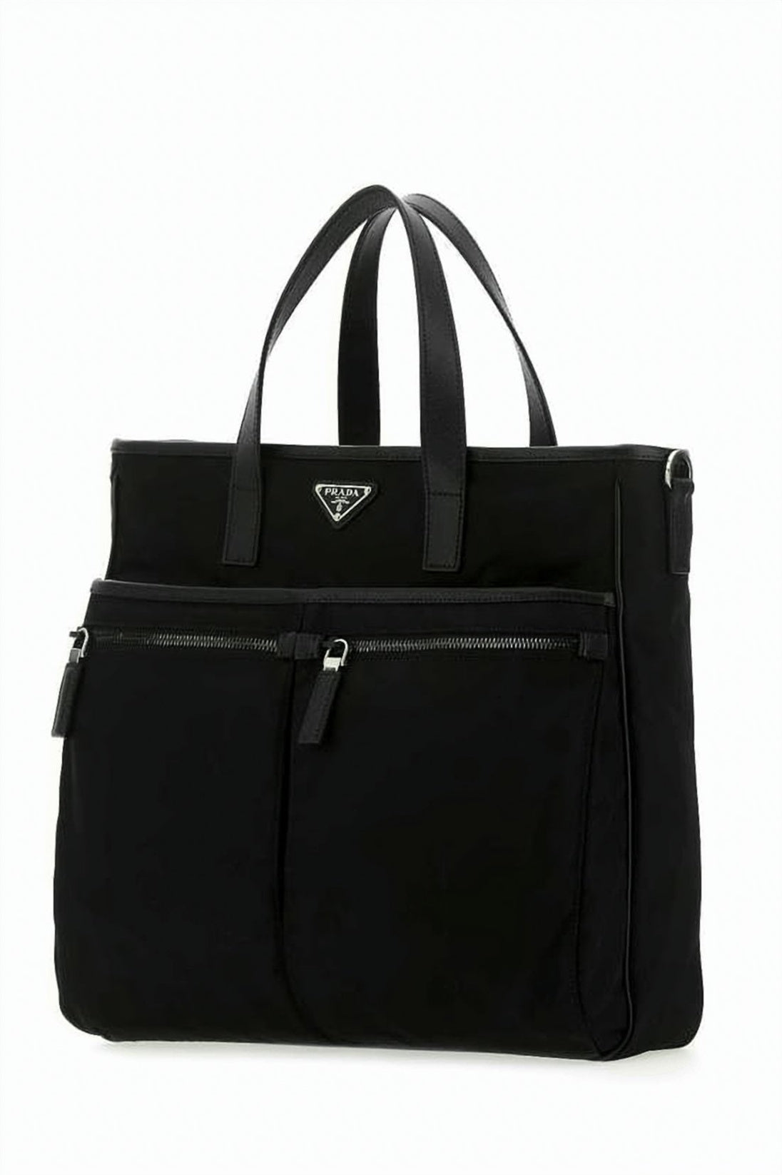 Smooth Nylon Tote Bag with Leather Accents