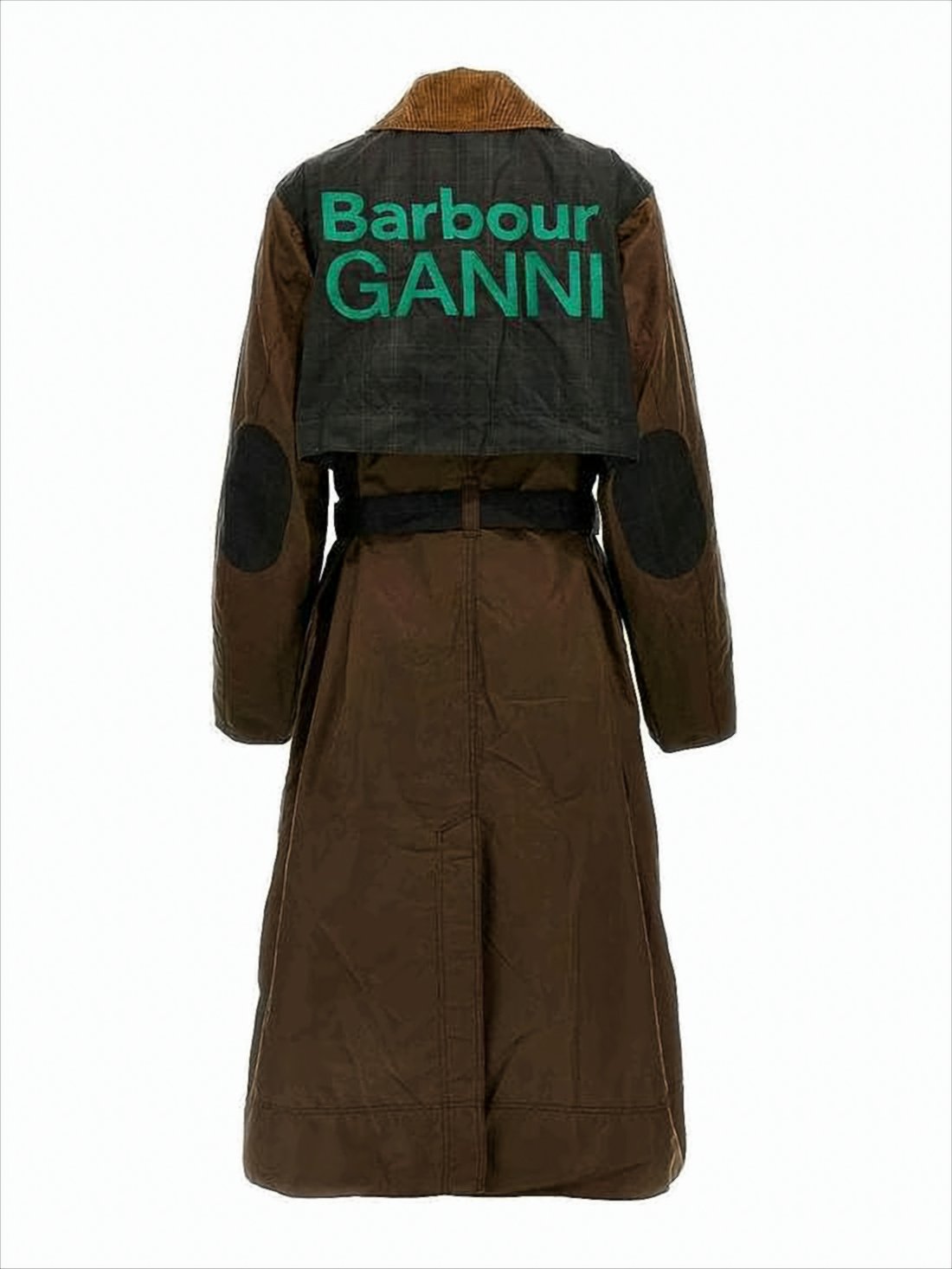 Double-Breasted Long Coat With Belted Waist And Corduroy Collar