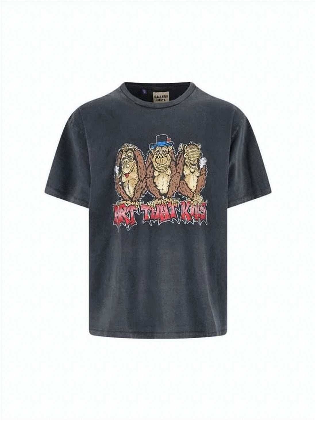 Washed Black Graphic Print T-Shirt With Relaxed Fit