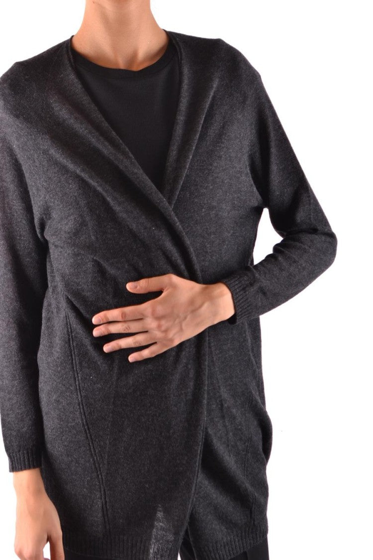 Open-Front Knit Sweater With Ribbed Cuffs